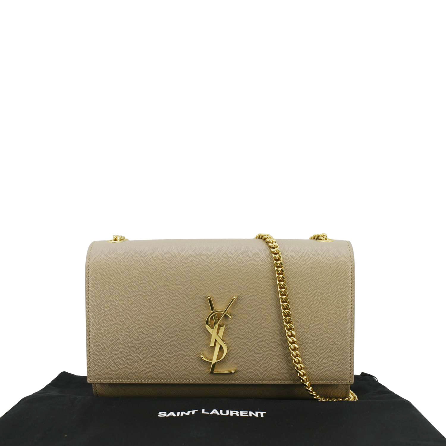 YVES SAINT LAURENT Kate Leather Chain Crossbody Bag Cream