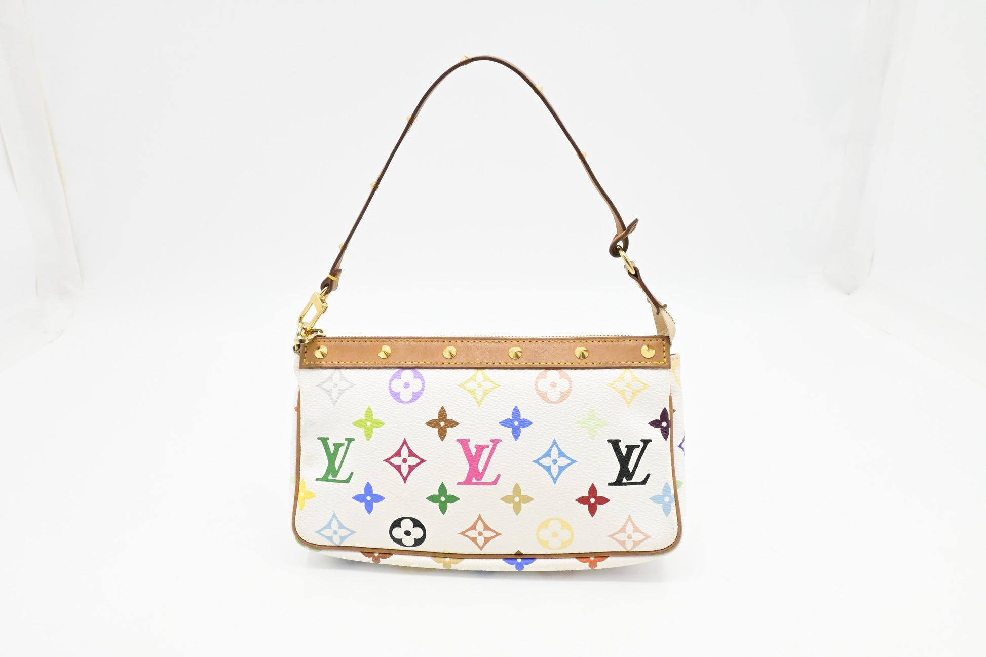 Louis Vuitton x Takashi Murakami Pochette Accessoires in White Multicolor Monogram Canvas