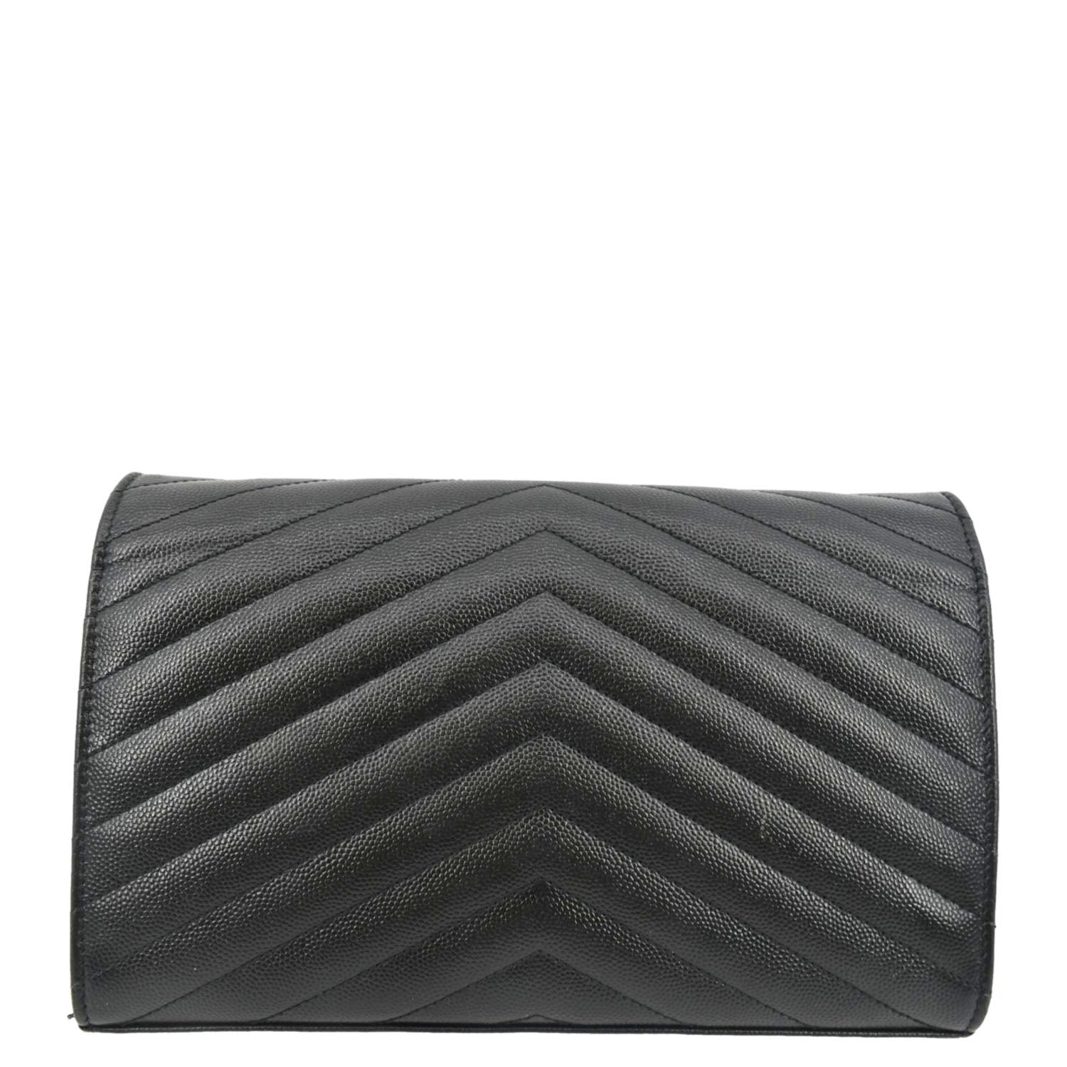 YVES SAINT LAURENT Cassandre Chain Wallet Leather Crossbody Bag Black