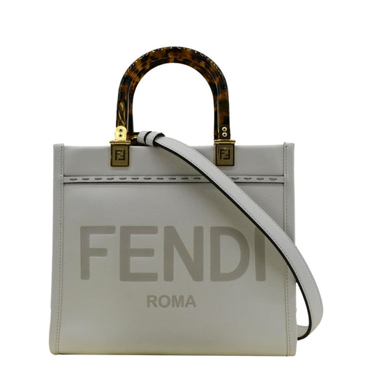 FENDI Sunshine Small Leather Crossbody Bag Off White