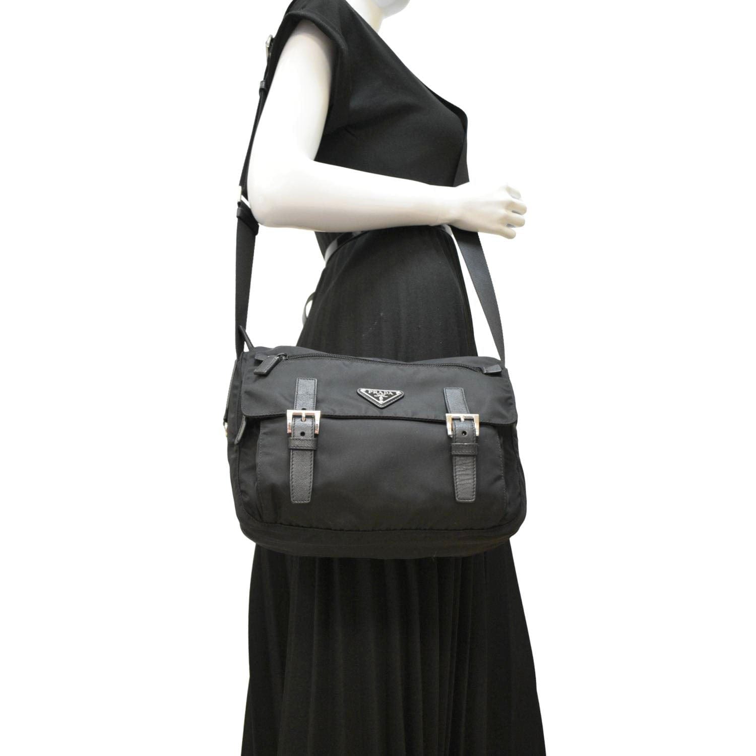 PRADA Vela Re-Edition Nylon Messenger Bag Black