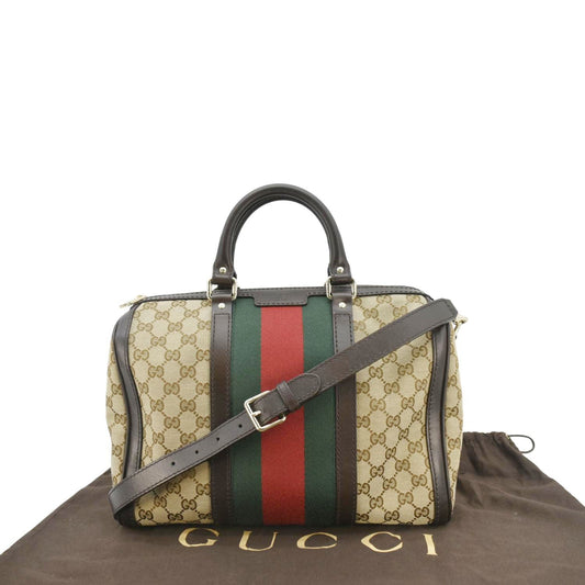 GUCCI Web GG Boston Bag Beige 247205