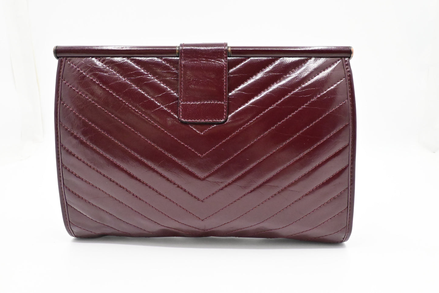 YSL Saint Laurent Pouch in Burgundy Chevron Leather