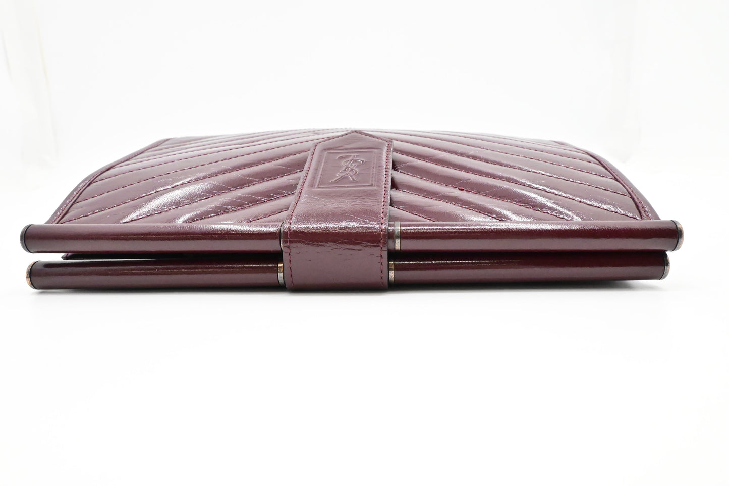 YSL Saint Laurent Pouch in Burgundy Chevron Leather