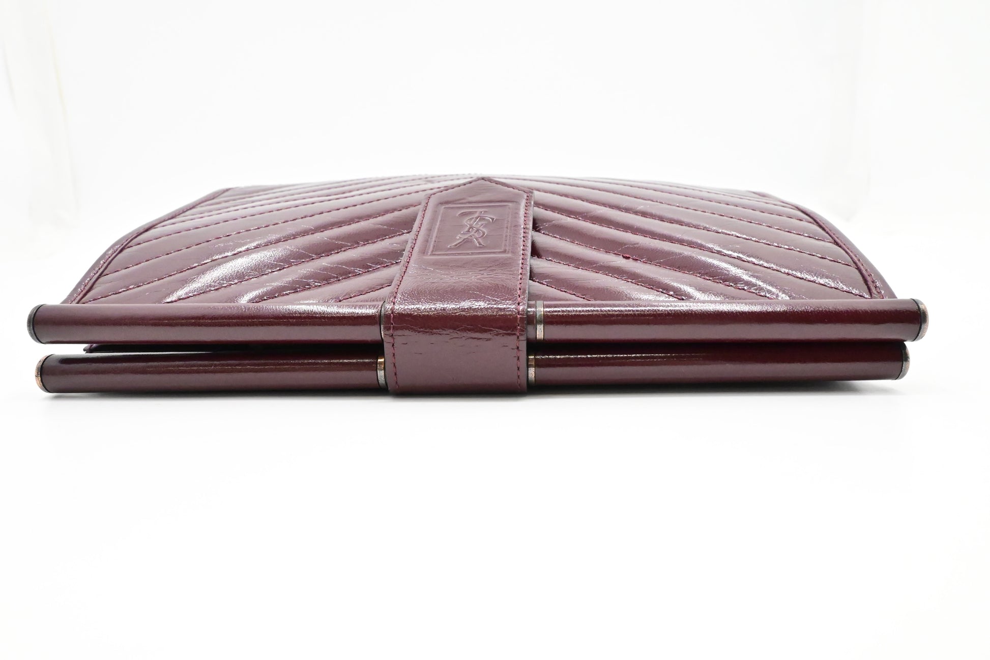 YSL Saint Laurent Pouch in Burgundy Chevron Leather