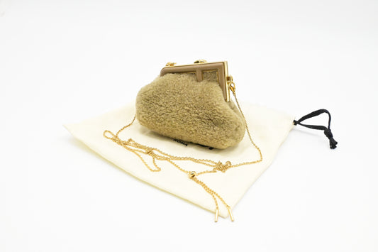 Fendi Nano First Charm in Brown Shearling