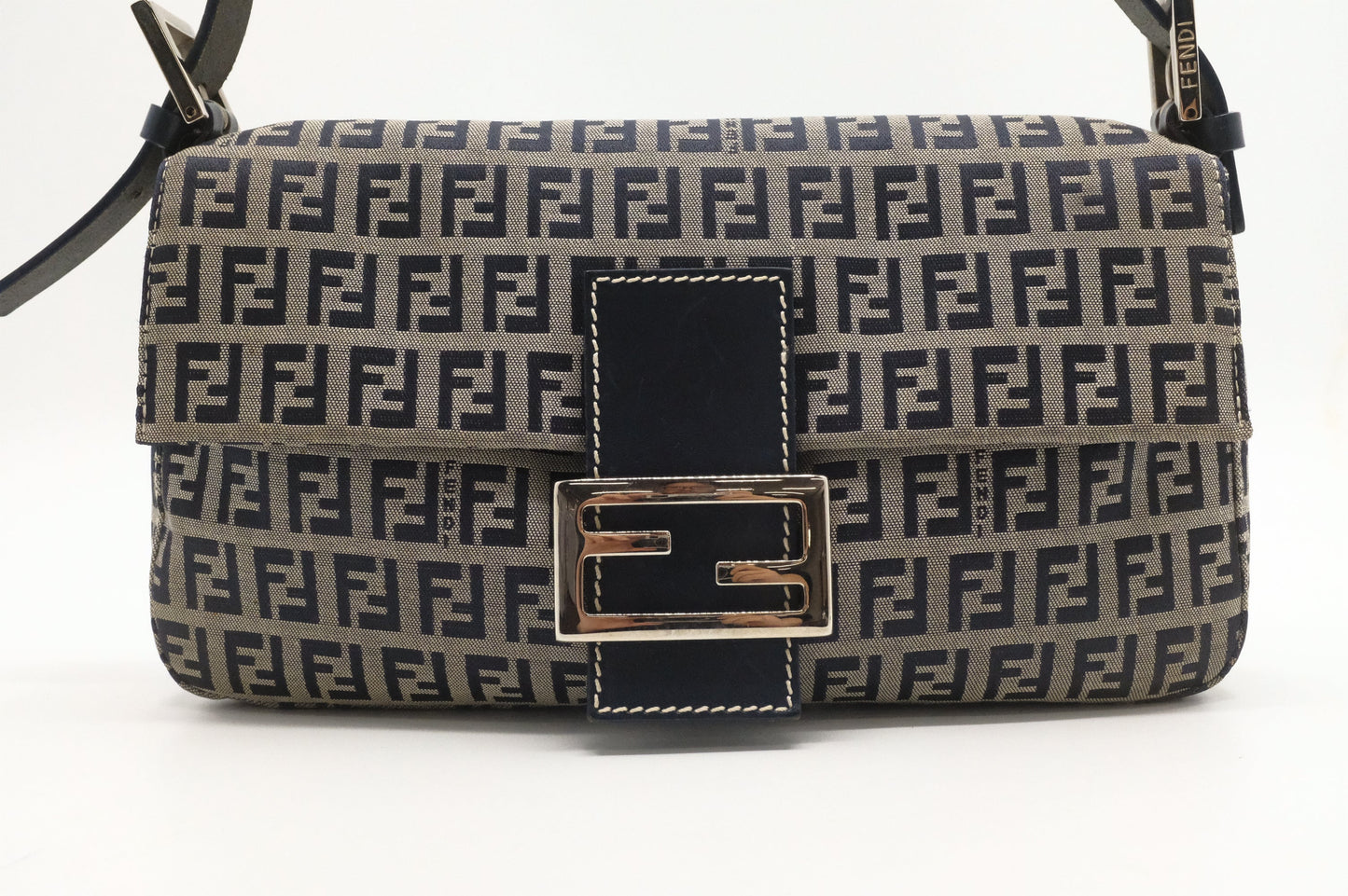 Fendi Baguette in Navy Zucca Canvas