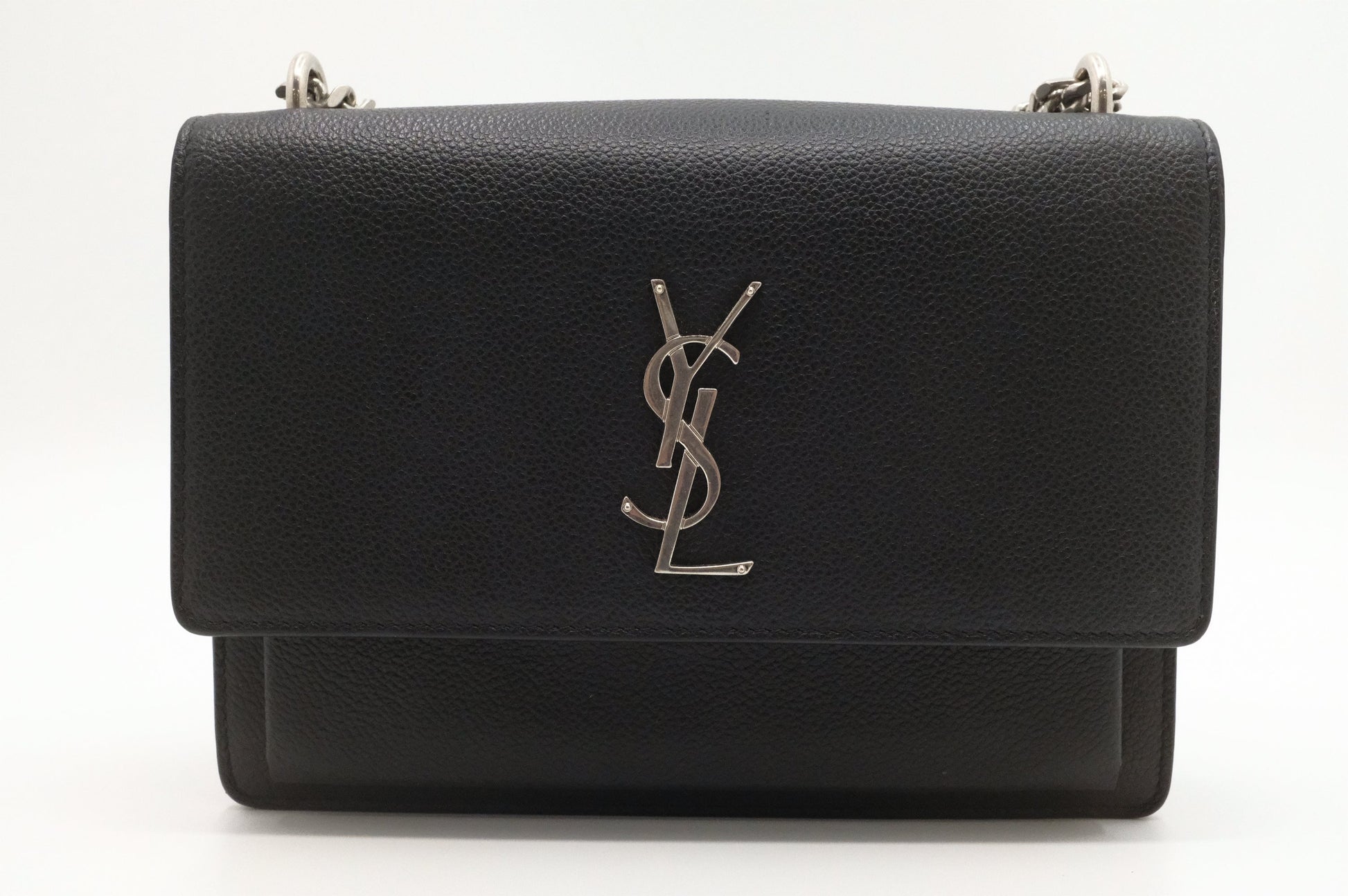 YSL Saint Laurent Sunset Crossbody in Black Leather