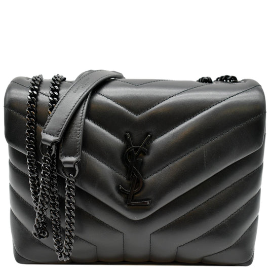 YVES SAINT LAURENT Loulou Small Calfskin Leather Shoulder Bag Black