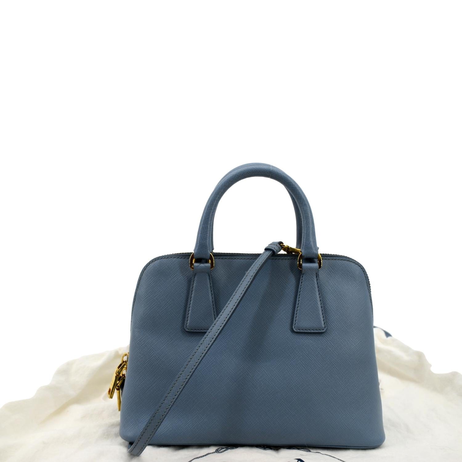 PRADA Fuoco Lux Saffiano Leather Crossbody Bag Light Blue