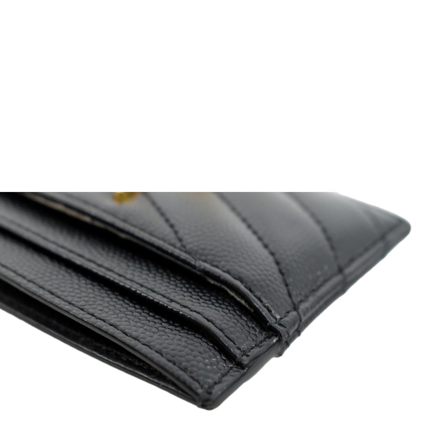 YVES SAINT LAURENT Monogram Grain Leather Card Case Black