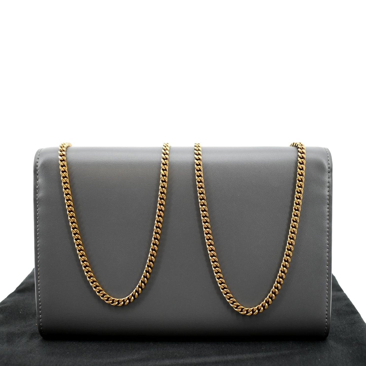 Yves Saint Laurent Flap Leather Shoulder Bag Light Gray-