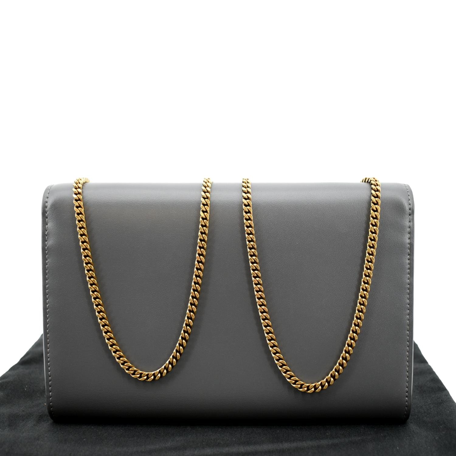 Yves Saint Laurent Flap Leather Shoulder Bag Light Gray-