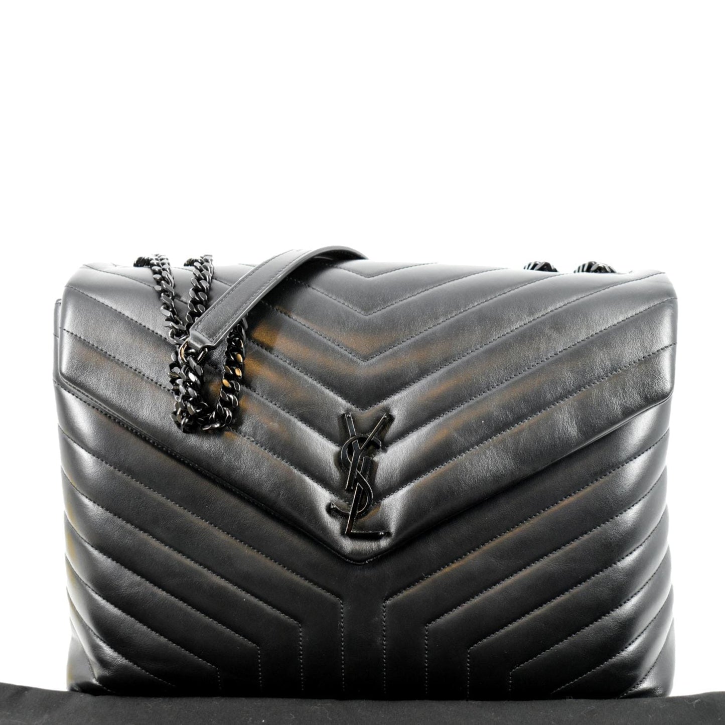 YVES SAINT LAURENT Large Loulou Matelasse Leather Chain Shoulder Bag Black