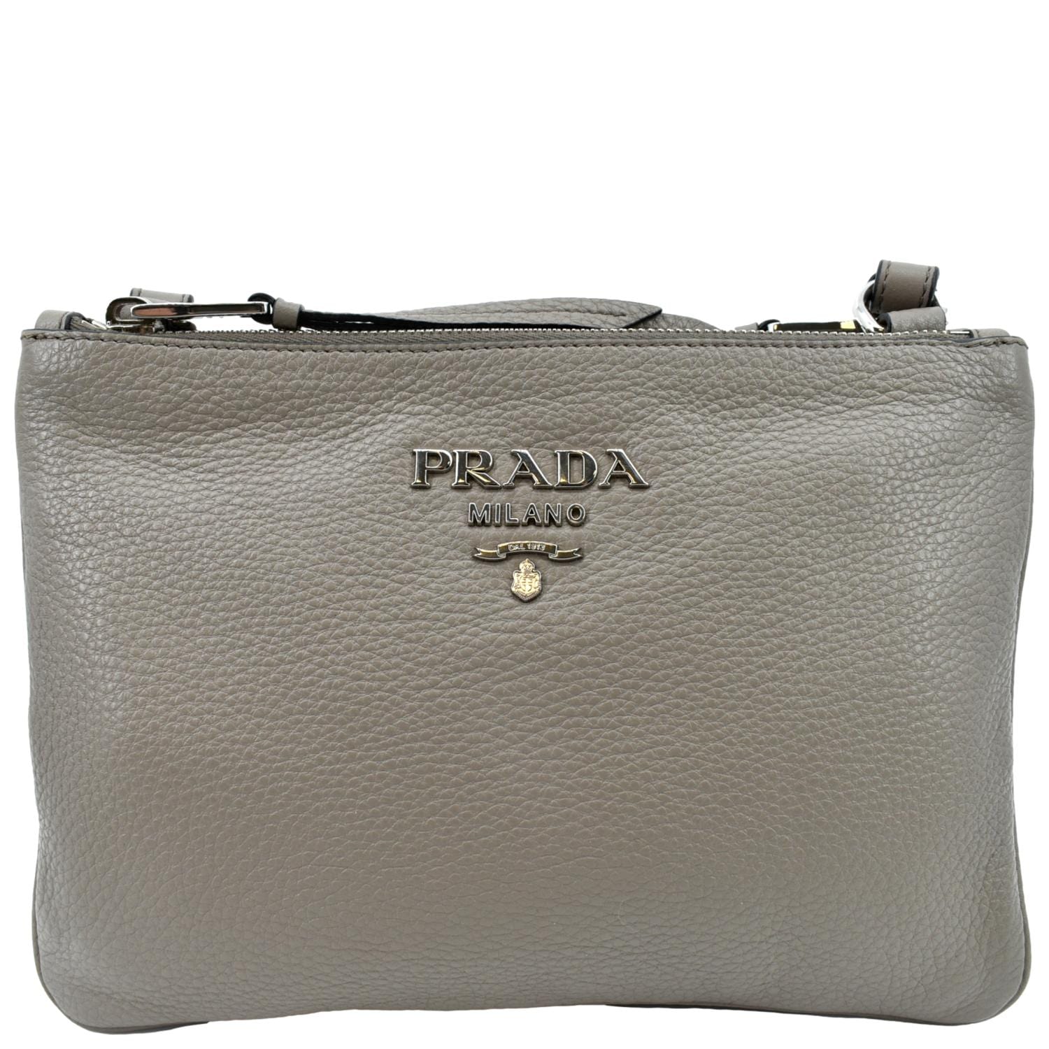 PRADA Vitello Phenix Leather Crossbody Bag Beige