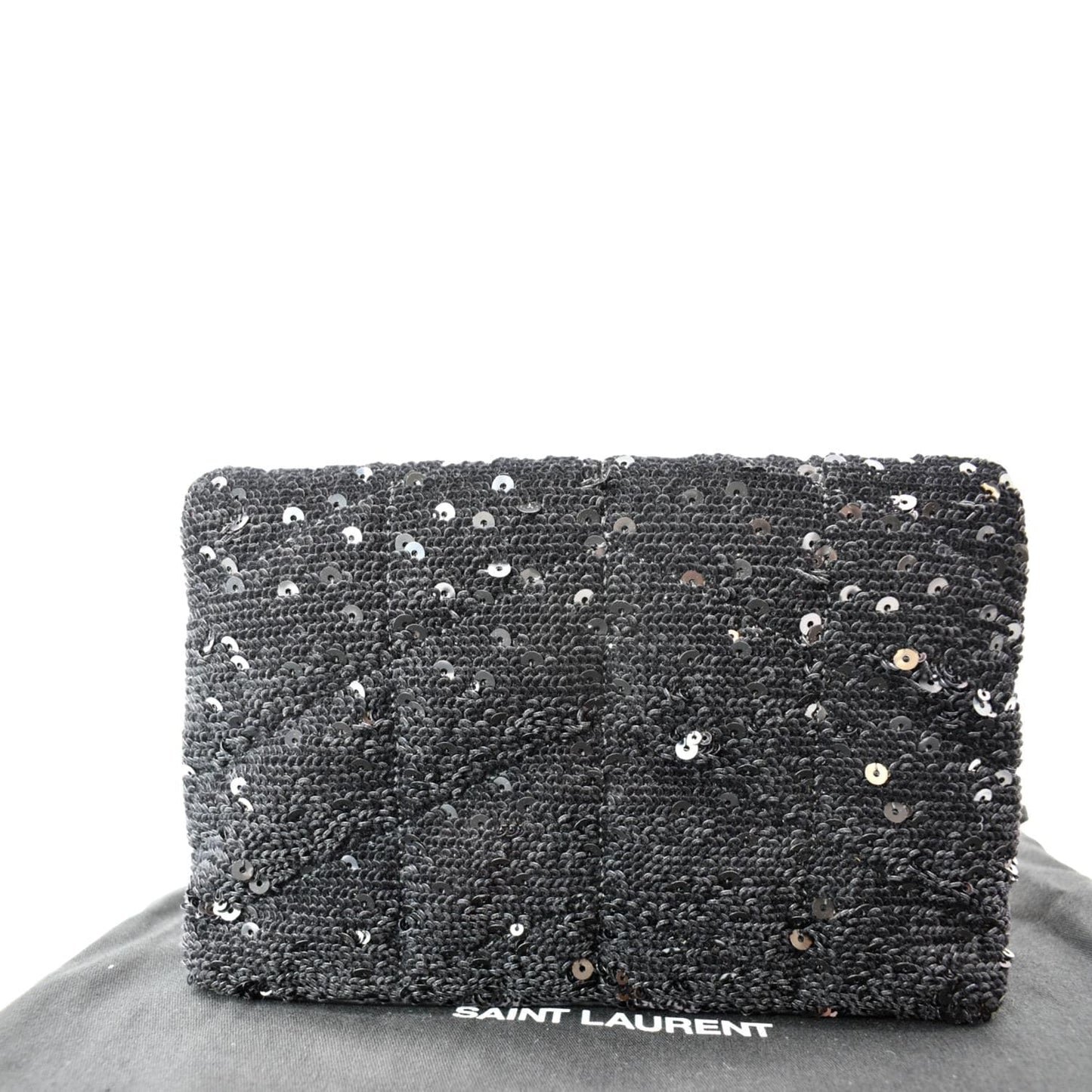 YVES SAINT LAURENT Small Puffer Sequin Clutch Wallet Black -