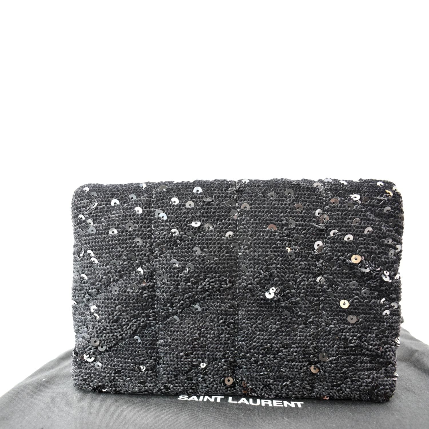 YVES SAINT LAURENT Small Puffer Sequin Clutch Wallet Black -