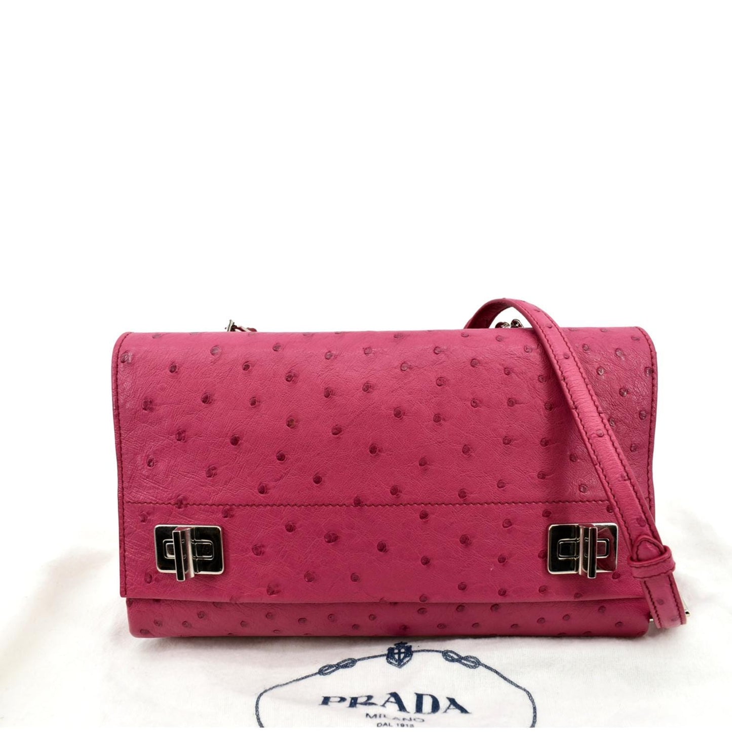 PRADA Leather Chain Shoulder Bag Pink