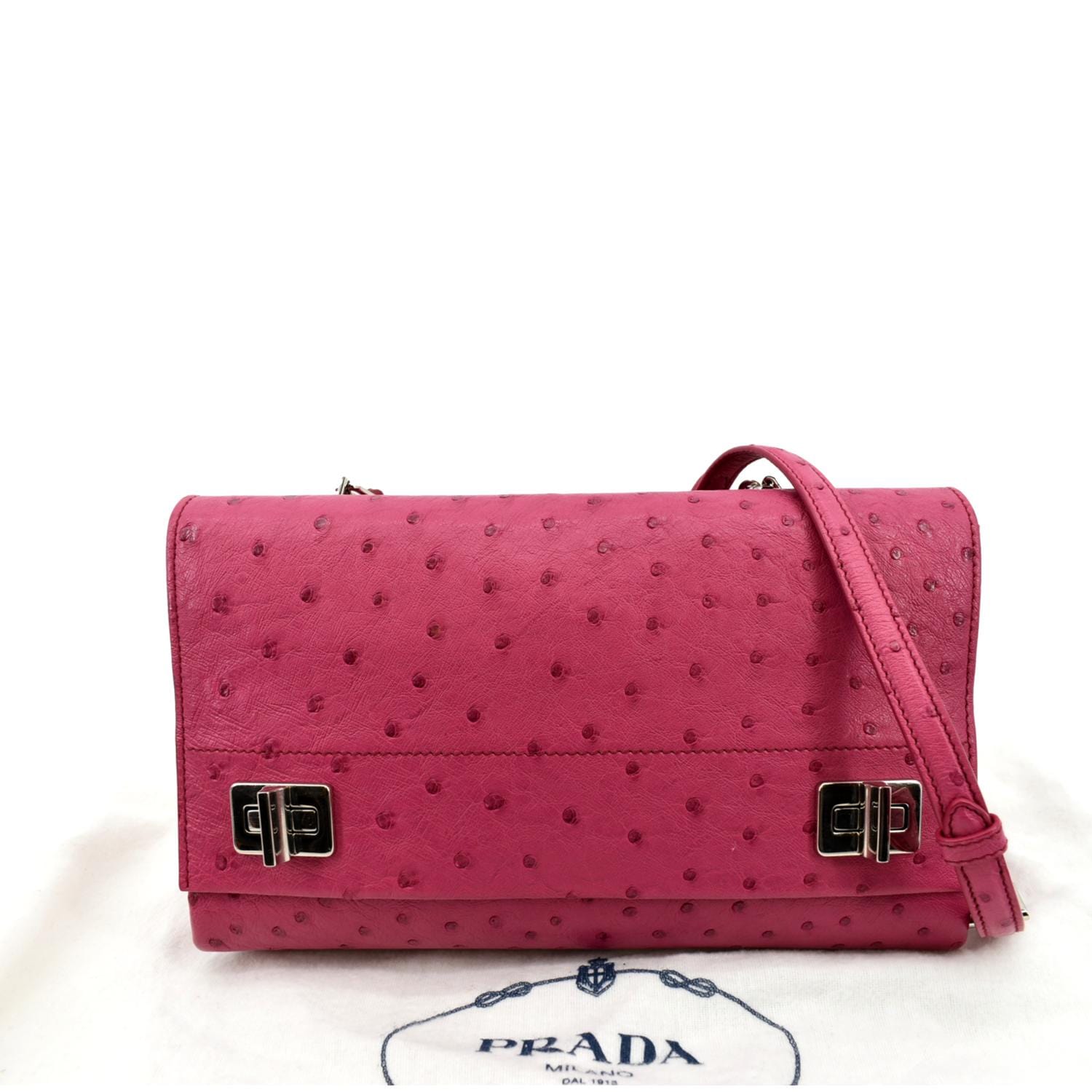 PRADA Leather Chain Shoulder Bag Pink