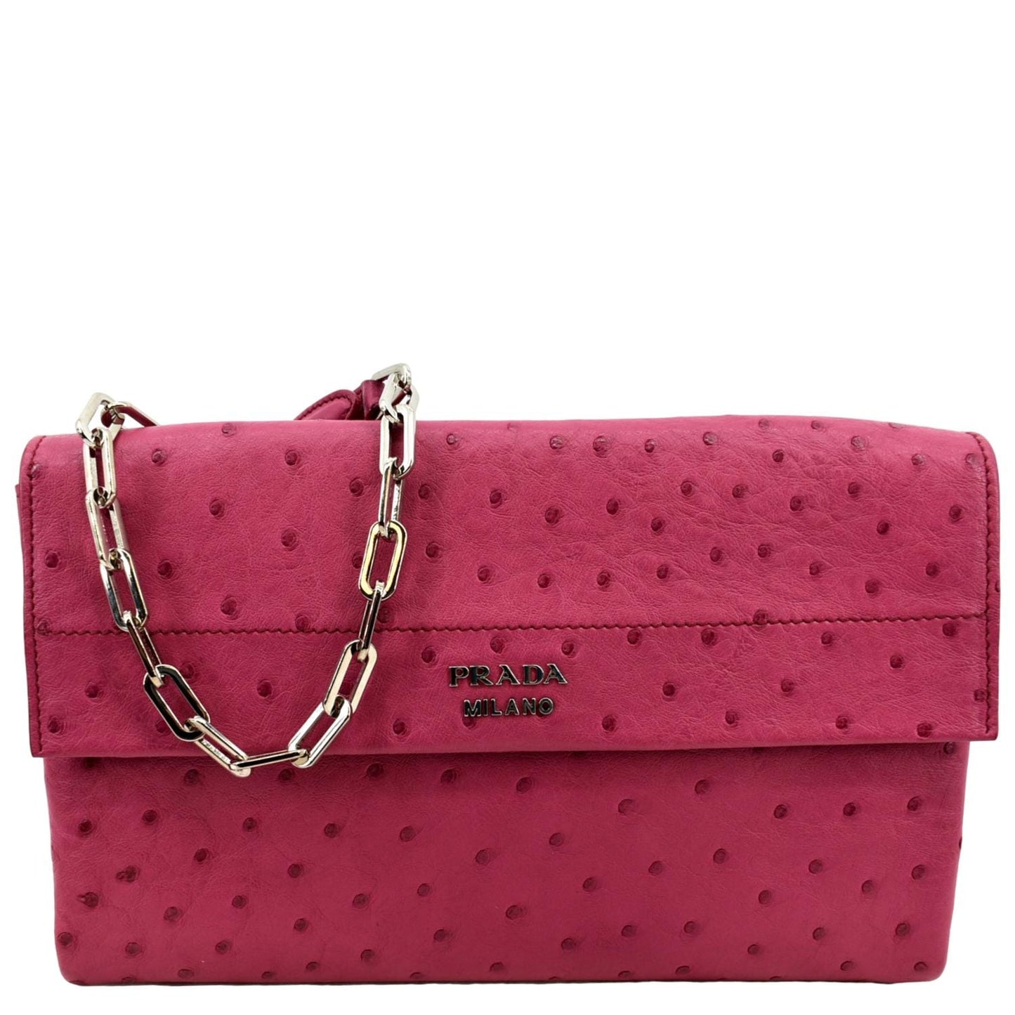 PRADA Leather Chain Shoulder Bag Pink