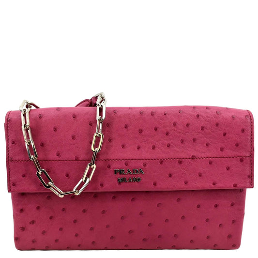 PRADA Leather Chain Shoulder Bag Pink