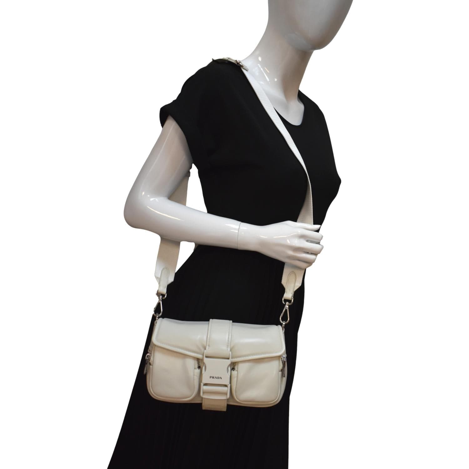 PRADA Borsa Pocket Con Nappa Leather Shoulder Bag White