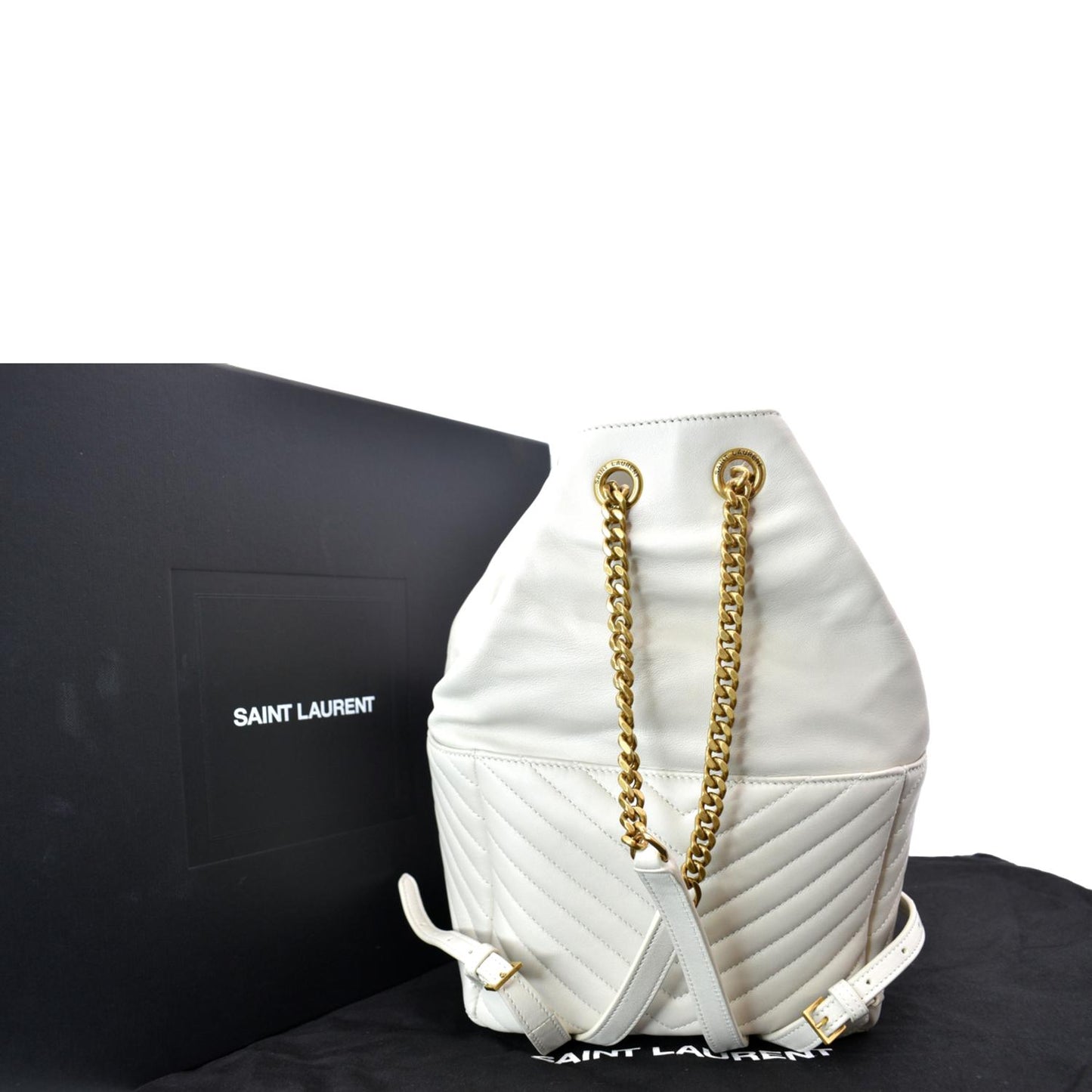 YVES SAINT LAURENT Joe Lambskin Leather Backpack Bag Blanc