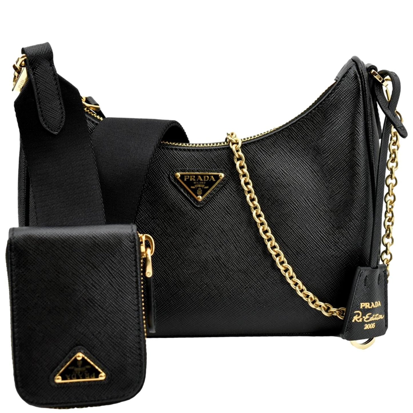 PRADA Re-Edition 2005 Saffiano Leather Shoulder Bag Black