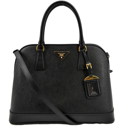 PRADA Lux Medium Promenade Saffiano Leather Shoulder Bag Black - New Year Deals