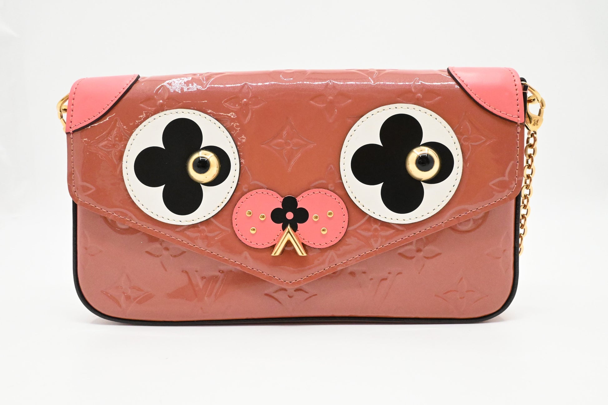 Louis Vuitton Valentine Dog Pochette Felicie in Pink Vernis Leather