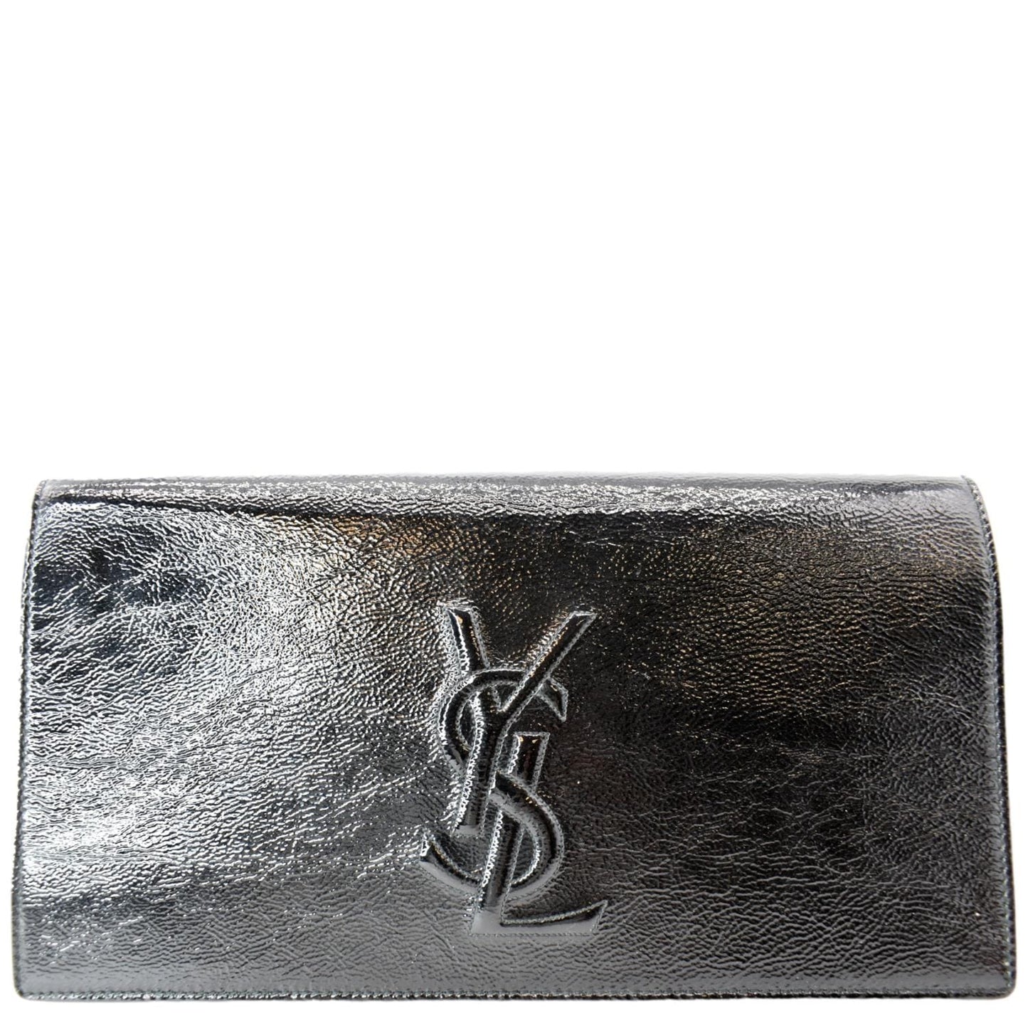 YVES SAINT LAURENT Belle de Jour Leather Clutch Bag Black-