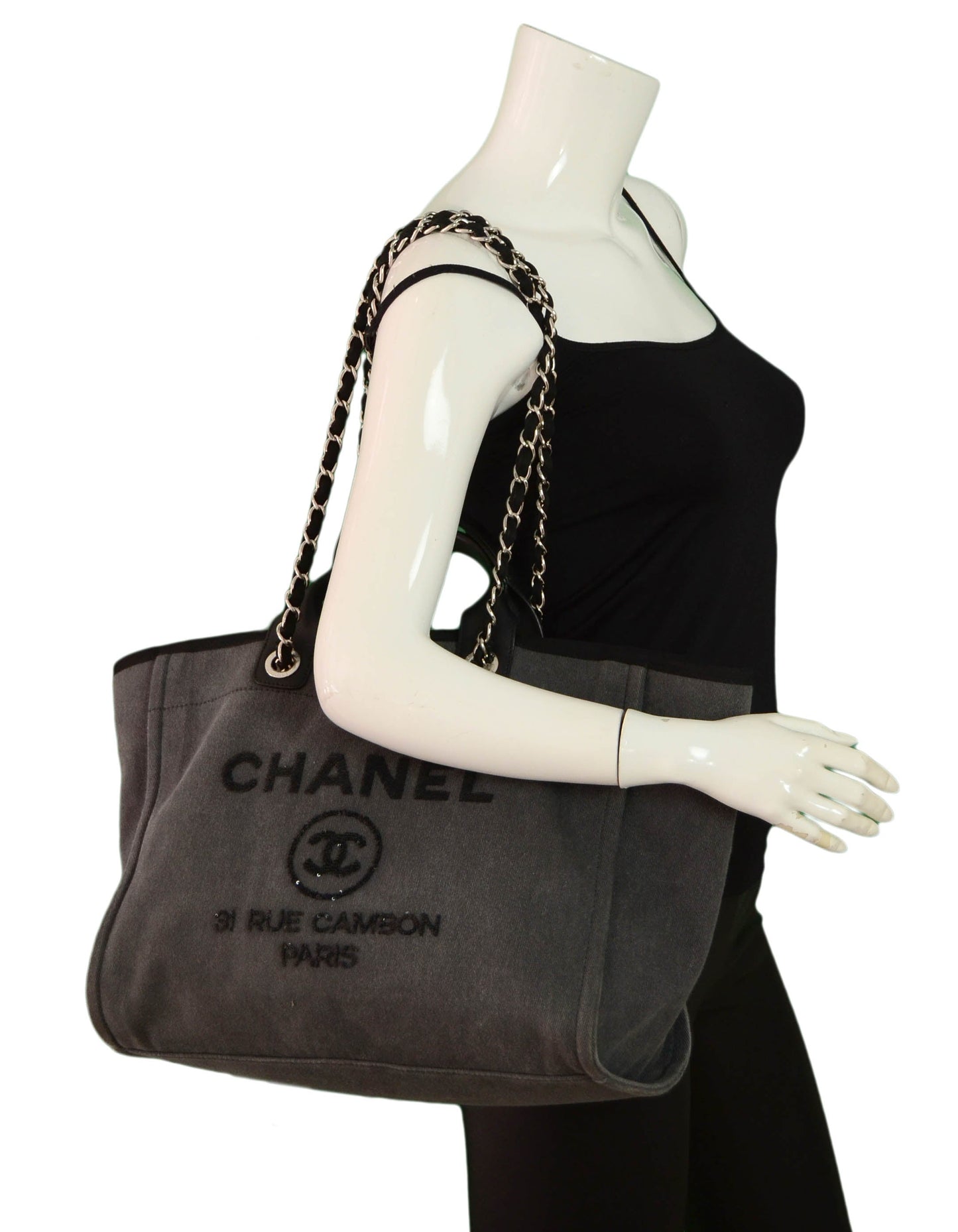 Chanel Black Large Sequins Deauville Tote Bag