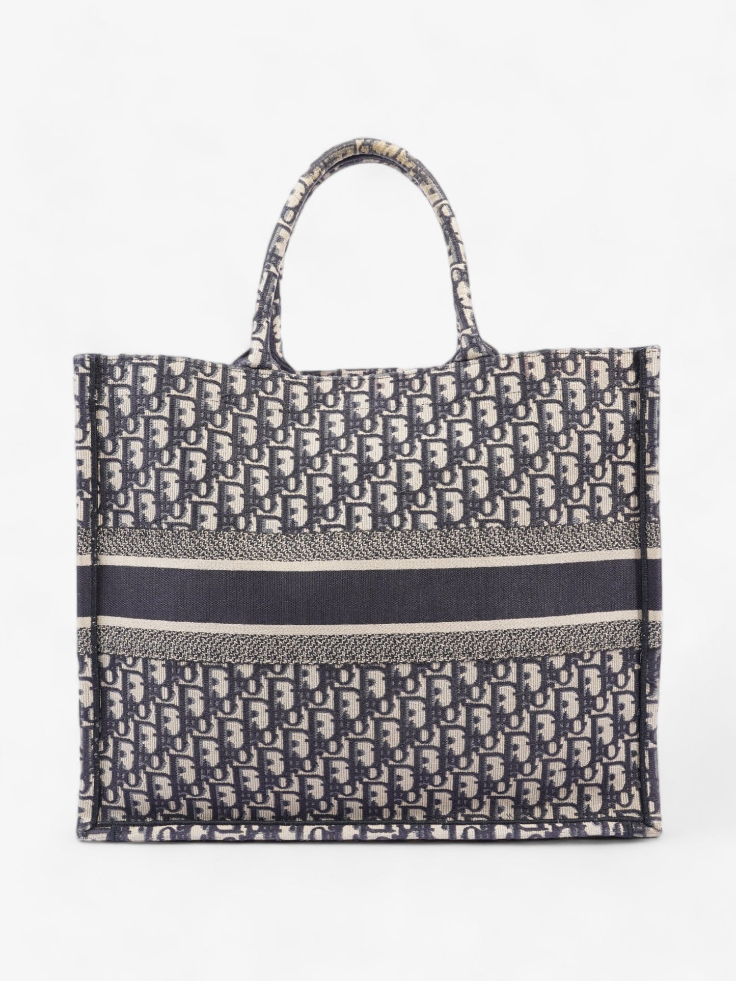 Christian Dior Book Tote Ecru and Blue Dior Oblique Canvas Large