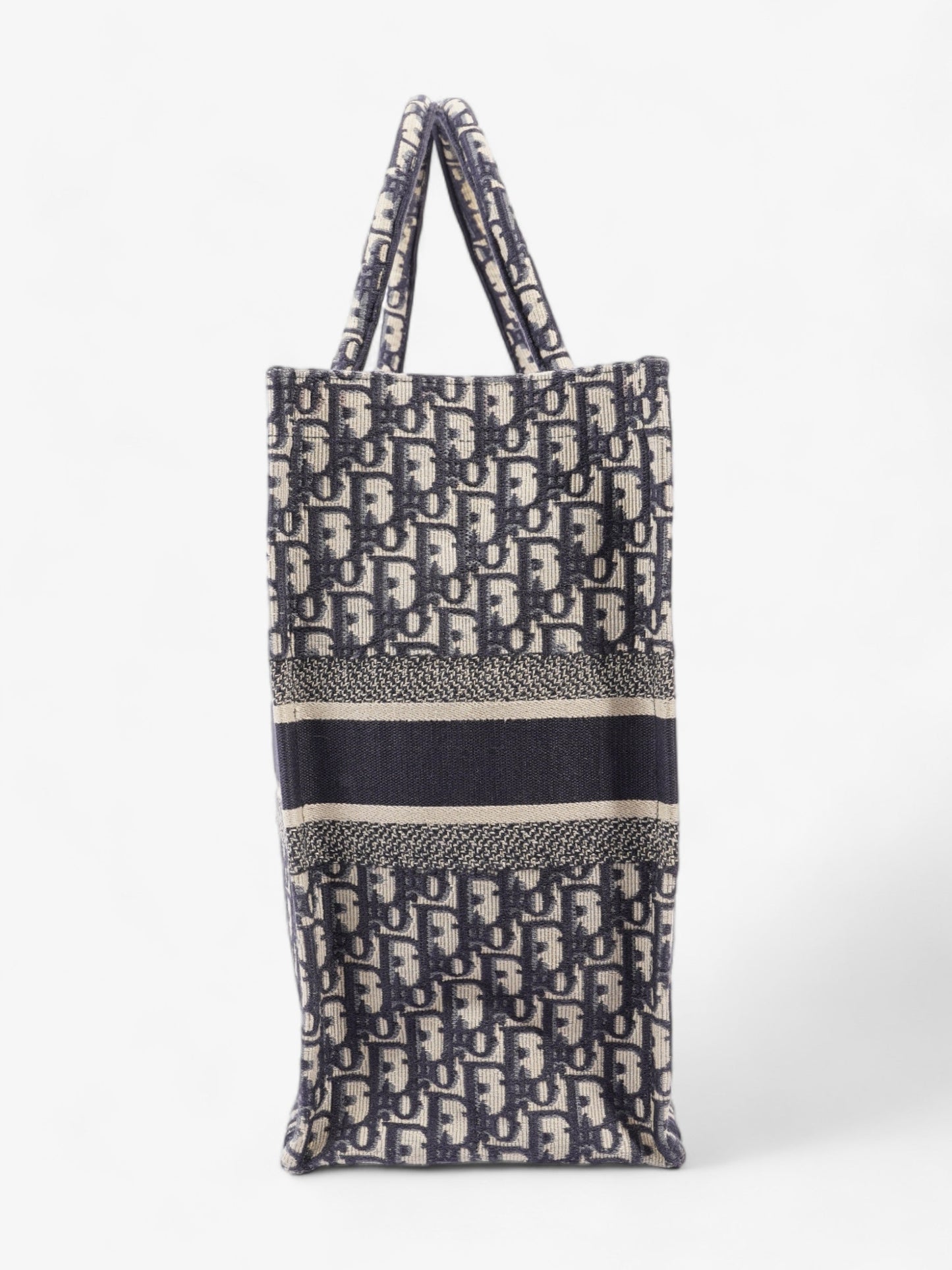 Christian Dior Book Tote Ecru and Blue Dior Oblique Canvas Large
