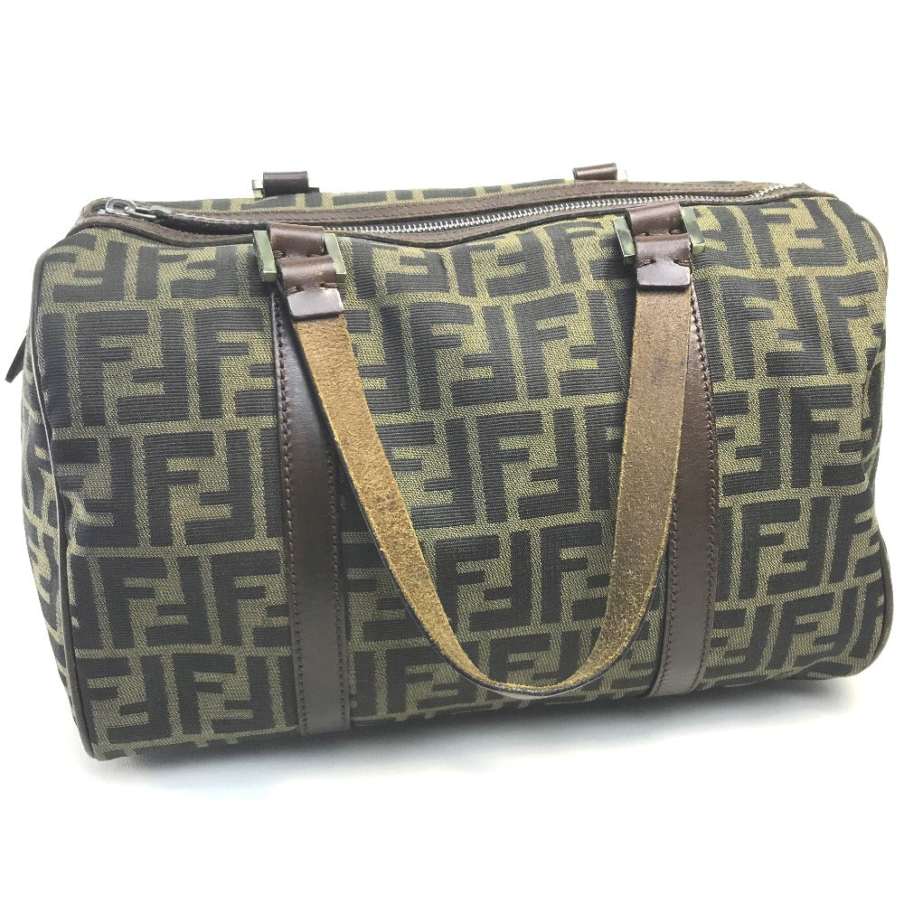 FENDI Handbag Canvas / leather Brown Zucca FF pattern Women