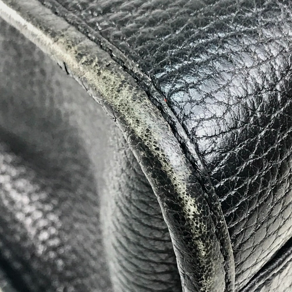 CELINE Handbag leather Black x Gold Metal Chain lock Women Secondhand