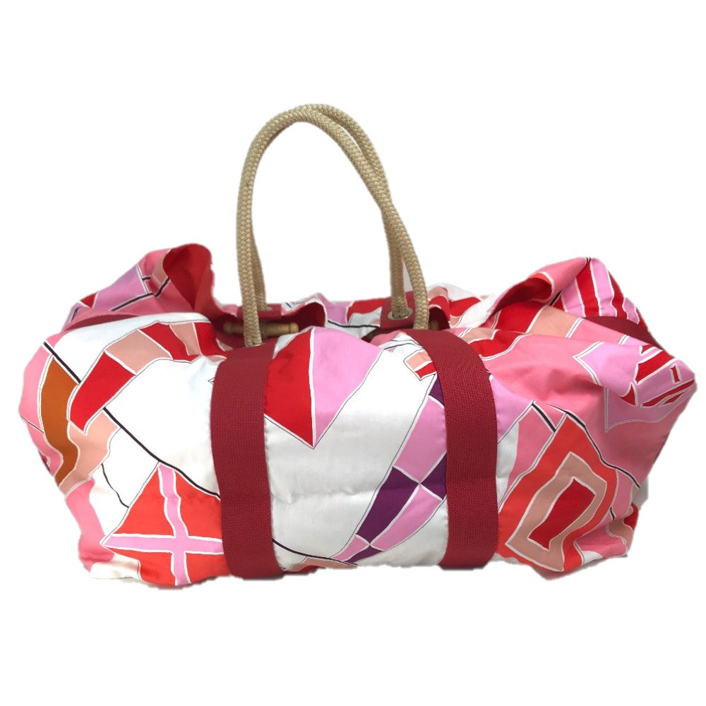 HERMES Tote Bag cotton Pink x Red type Beach bag Cabas Drapeaux au vent Women