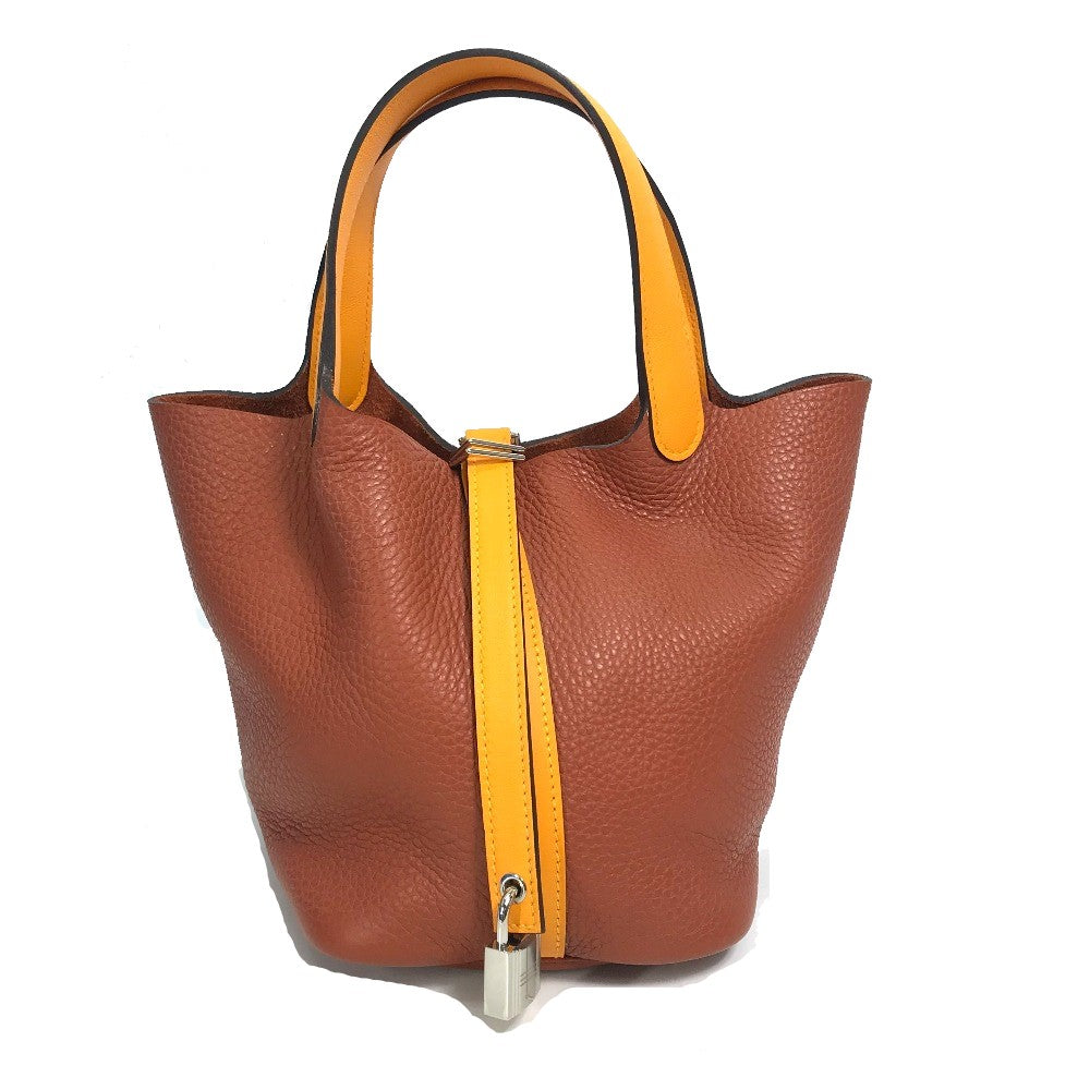 HERMES Handbag Togo, Vaux Swift Brown x Orange type By color Picotan Lock PM 18 Women