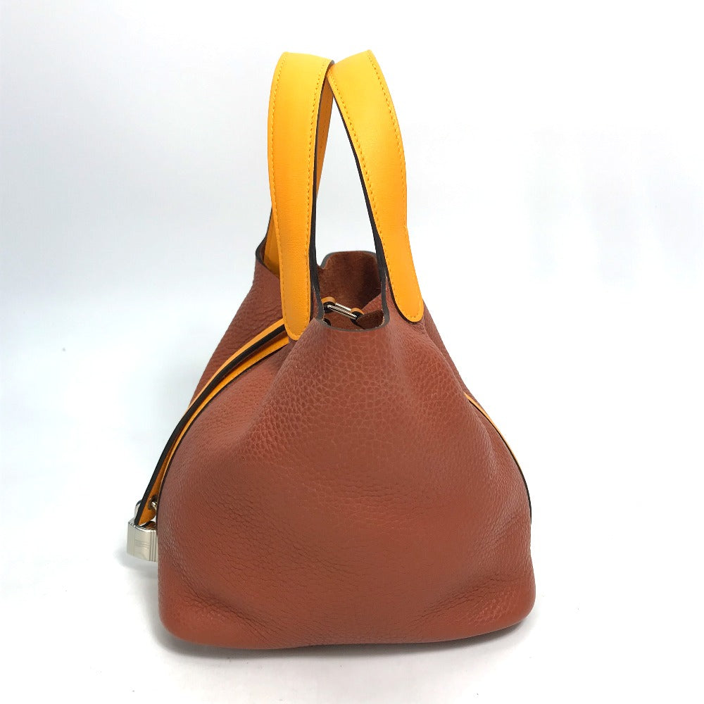 HERMES Handbag Togo, Vaux Swift Brown x Orange type By color Picotan Lock PM 18 Women