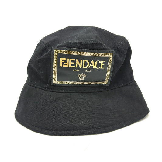 FENDI hat FXQ801 cotton black Versace collaboration logo Women M/59