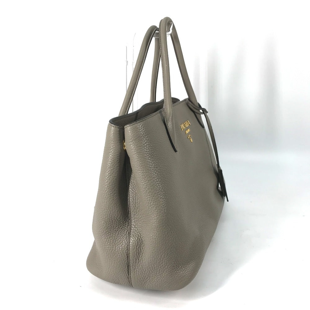 PRADA Shoulder Bag leather gray logo VIT.DAINO Women