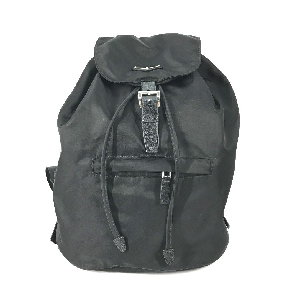 PRADA Backpack Nylon / leather black With logo Triangle logo plate Women