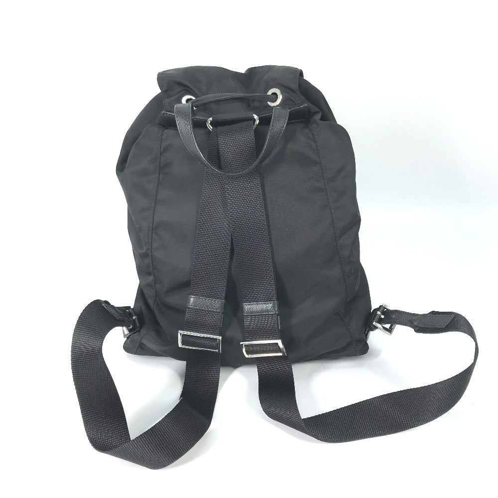 PRADA Backpack Nylon / leather black With logo Triangle logo plate Women