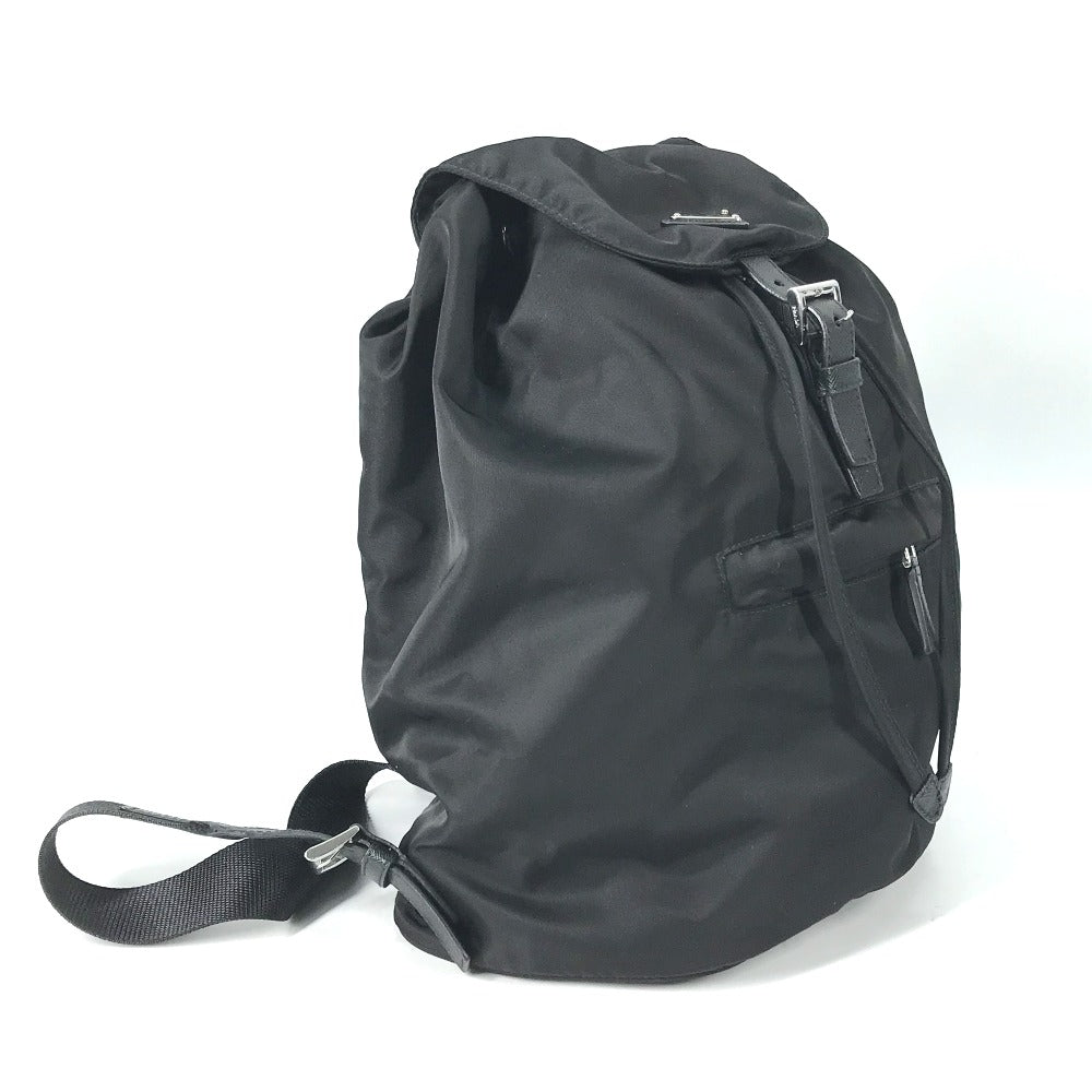 PRADA Backpack Nylon / leather black With logo Triangle logo plate Women