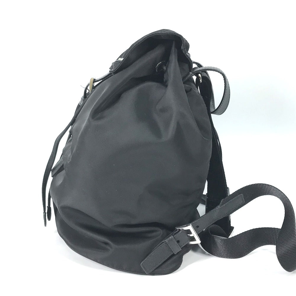 PRADA Backpack Nylon / leather black With logo Triangle logo plate Women