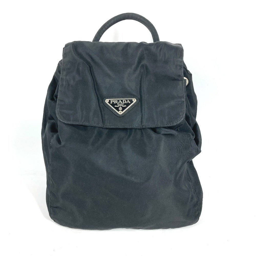 PRADA Backpack Nylon black Triangle logo plate Women