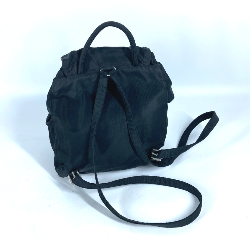 PRADA Backpack Nylon black Triangle logo plate Women