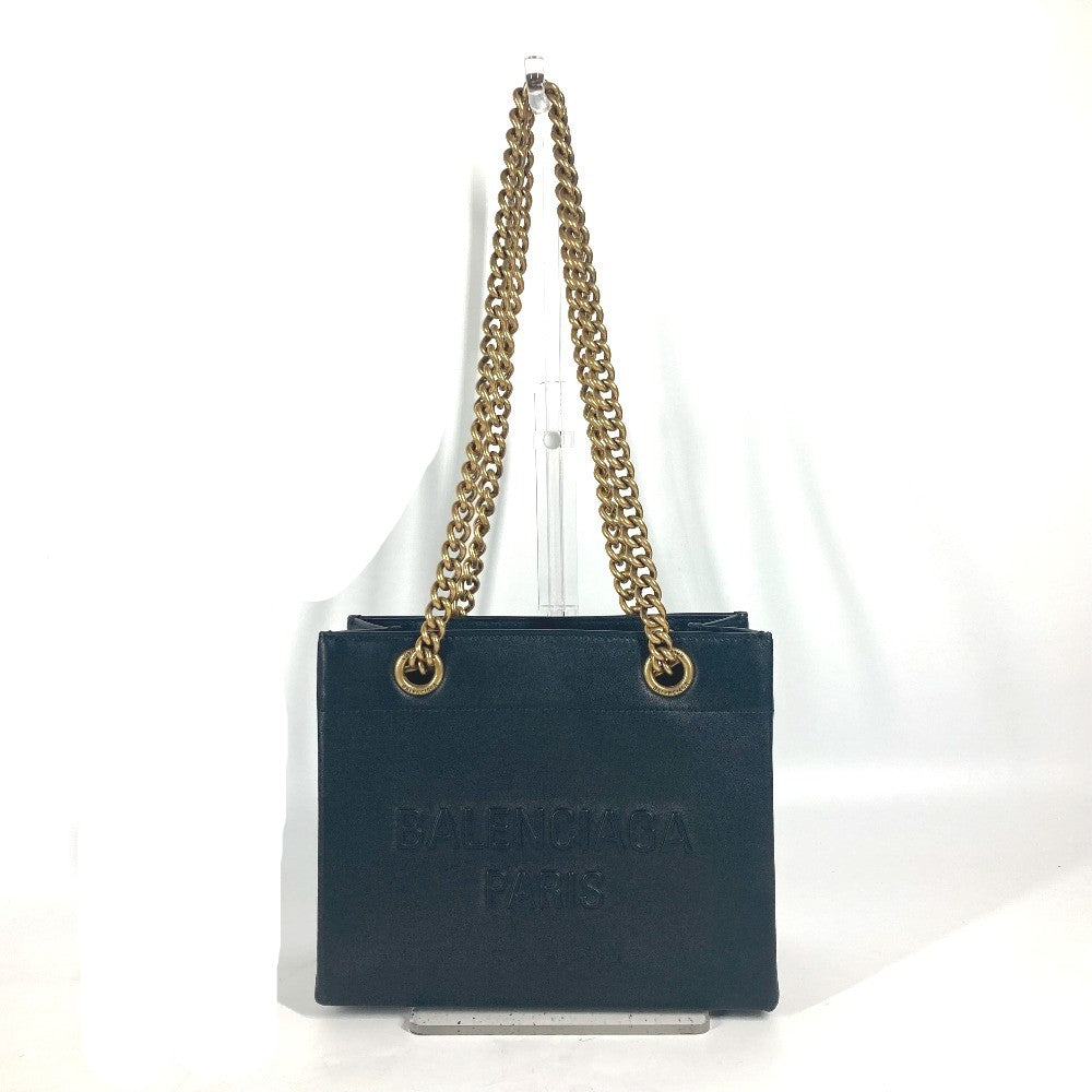 BALENCIAGA Tote Bag 760012 leather black logo Duty Free Small Women