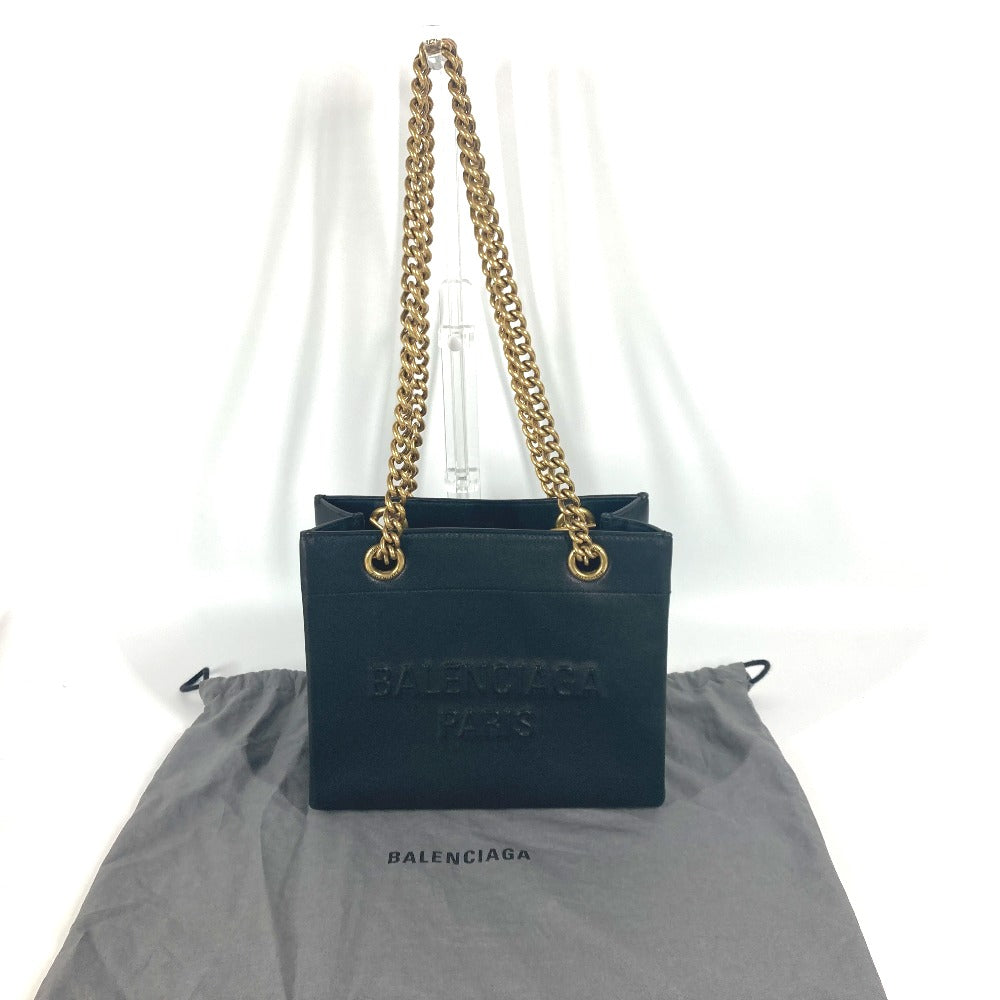 BALENCIAGA Tote Bag 760012 leather black logo Duty Free Small Women