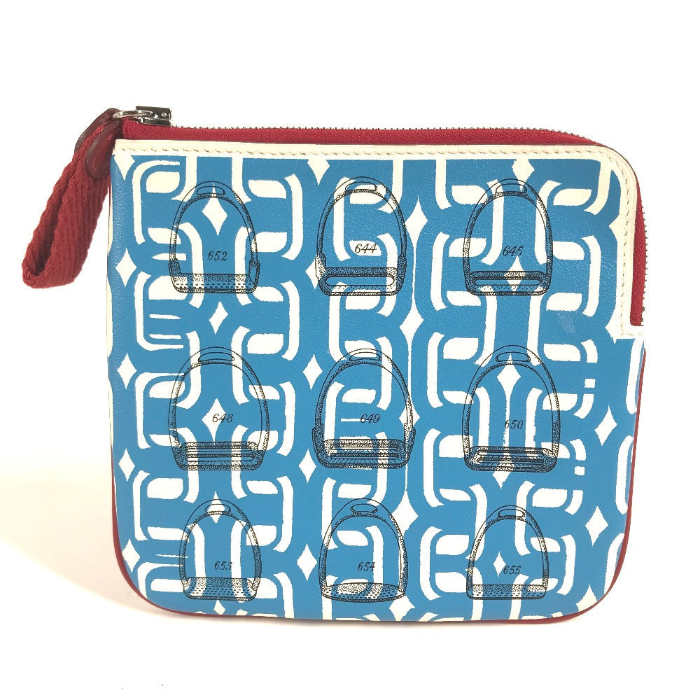 HERMES Pouch leather pink Carre pocket